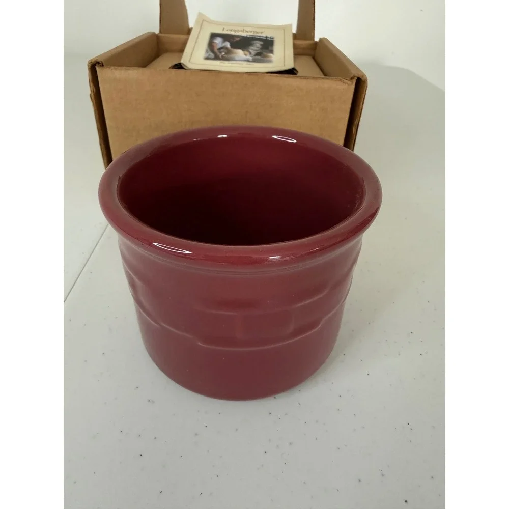 LONGABERGER POTTERY WOVEN TRADITIONS 1 PINT PAPRIKA SALT CROCK